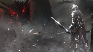 Knight And A Dragon Wallpaper