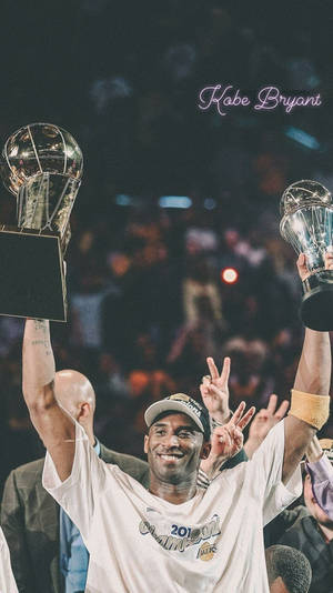 Kobe Bryant Cheering Trophies 4k Wallpaper