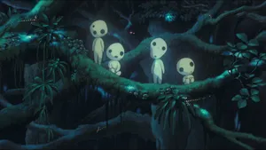 Kodama Green Forest Princess Mononoke Wallpaper