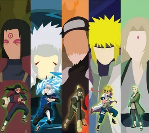 Konoha's Five Naruto Hokage Vector Art Wallpaper