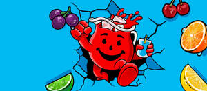 Kool-aid Man, The Iconic Drink Mascot, Surrounded By Assortment Of Fruits Wallpaper