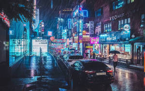 Korean Aesthetic Neon Lights Wallpaper