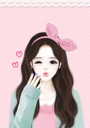 Korean Anime Girl In Green Cardigan Wallpaper