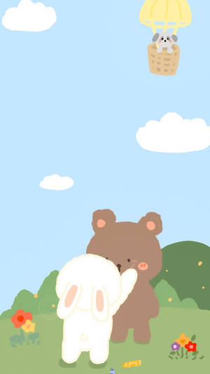 Korean Bear And White Bunny Wallpaper