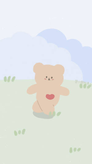 Korean Bear On A Green Field Wallpaper