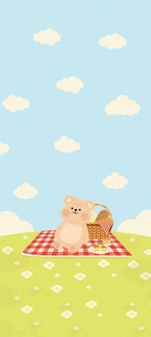 Korean Bear On A Picnic Wallpaper