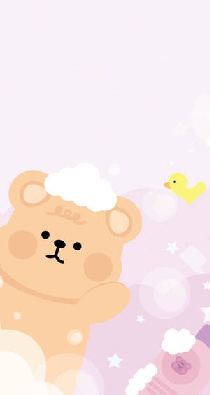 Korean Bear With Rubber Duck Wallpaper