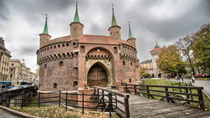 Krakow Barbican In Krakow Poland Wallpaper