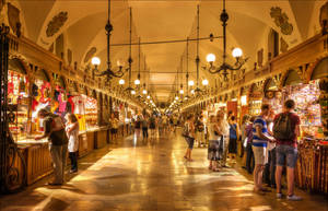 Krakow Cloth Hall - A Vibrant Epicenter Of Poland Commerce Wallpaper