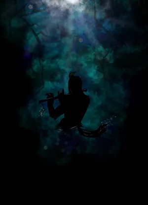 Krishna Iphone Silhouette Blue Smoke Wallpaper