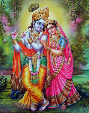 Krishna Radha Colorful Art Wallpaper