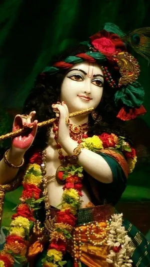 Krishna With Flute Phone Wallpaper