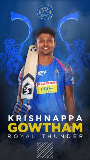 Krishnappa Gowtham In Action For Rajasthan Royals Wallpaper