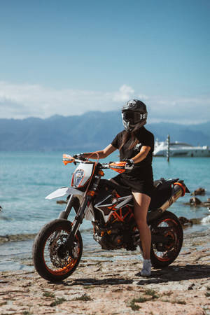 Ktm Biker On The Beach Wallpaper