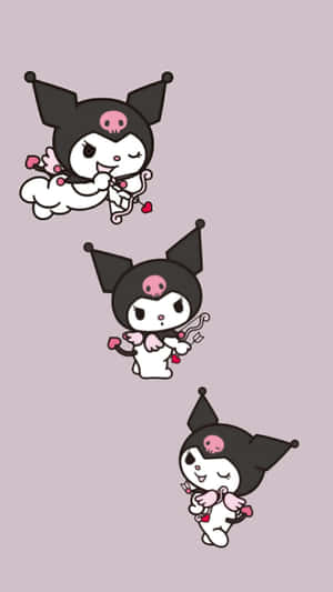 Kuromi Iphone On Plain Gray Wallpaper