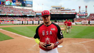 Kyle Schwarber In Red And Black Wallpaper