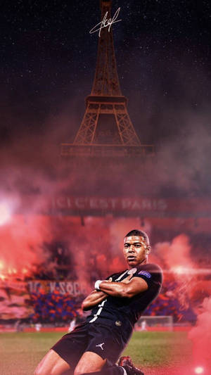 Kylian Mbappe 4k Eiffel Tower Wallpaper