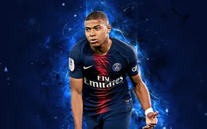 Kylian Mbappe Hunch Playing Pose Wallpaper