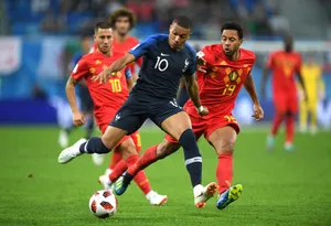 Kylian Mbappe Kicking The Ball Wallpaper