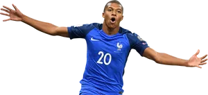 Kylian Mbappe With Arms Wide Open Wallpaper