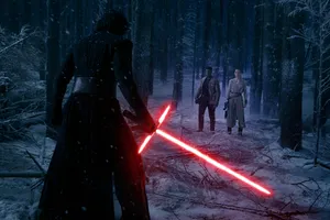 Kylo Ren Versus Finn And Rey Wallpaper