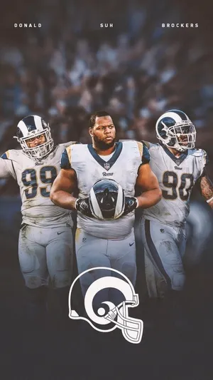 La Rams Footballers Aaron Donald, Brockers And Suh Wallpaper