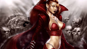 Lady In Red Vampire Wallpaper
