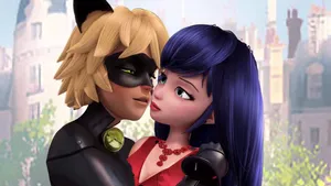 Ladybug And Cat Noir Kiss Castle Wallpaper