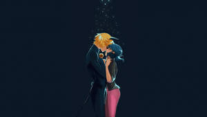Ladybug And Cat Noir Romantic Hug Wallpaper