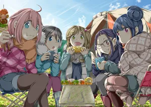 Laid Back Camp Veggie Stew Scene Wallpaper