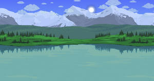 Lake Snowy Mountains Terraria Wallpaper