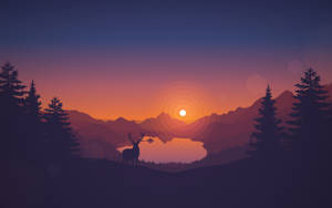 Lake View Vector Art Wallpaper