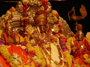 Lakshmi, Bhumi, And Lord Venkateswara 4k Wallpaper