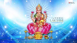 Lakshmi With Golden Jar Wallpaper