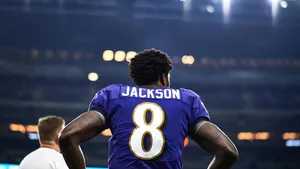 Lamar Jackson In Stadium Baltimore Wallpaper