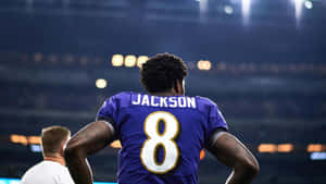 Lamar Jackson In Stadium Baltimore Wallpaper