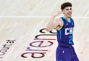 Lamelo Ball Celebrating On Court Wallpaper
