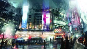 Landscape Fantasy Art Cyberpunk Wallpaper