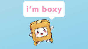 Lankybox Boxy On Blue Backdrop Wallpaper