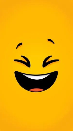 Laughing Smiley Plain Yellow Iphone Wallpaper