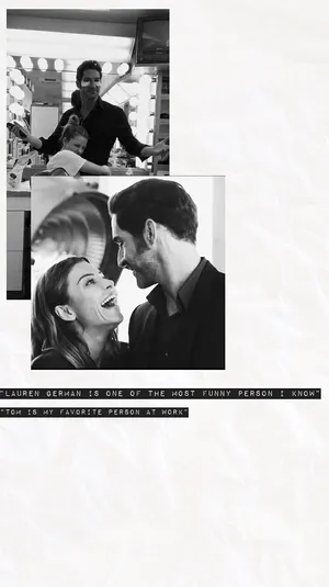 Lauren German Laughing With Tom Wallpaper