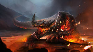 Lava Dragon Emerging From Magma Wallpaper