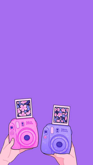 Lavender And Pink Instant Camera Wallpaper