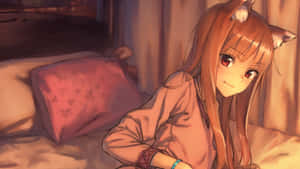 Lawrence, The Traveling Merchant, And His Partner Holo, The Wise And Divine Wolf Goddess Wallpaper