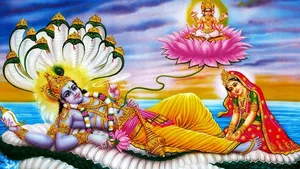Laxmi Narayan Vishnu And Lakshmi On Shesha Wallpaper
