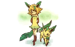 Leafeon With A Human Wallpaper