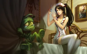 League Of Legends Nurse Akali Wallpaper