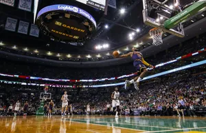 Lebron James Basketball Slam Dunk Nba Game Wallpaper