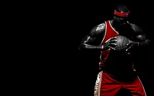 Lebron James Cool While Holding Basketball Wallpaper