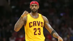 Lebron James Doing Cool Fist Pump Wallpaper